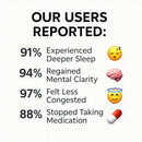 User-reported benefits of the RedBud nasal red light therapy device including better sleep, mental clarity, and reduced nasal congestion.
