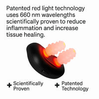 Close-up of RedBud device emitting 660 nm red light, scientifically proven to reduce nasal inflammation and promote healing.